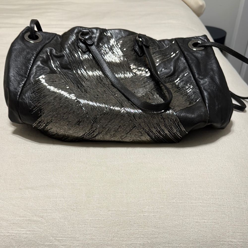 Authentic Valentino Garavani Soft Leather Tote – Black with Silver Beading